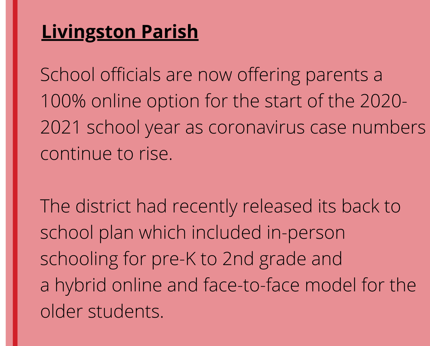 Livingston Parish schools fall 2020 reopening plans